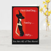 Diva魅力的で50ファンキー番目の誕生日カード カード (黄色い花)