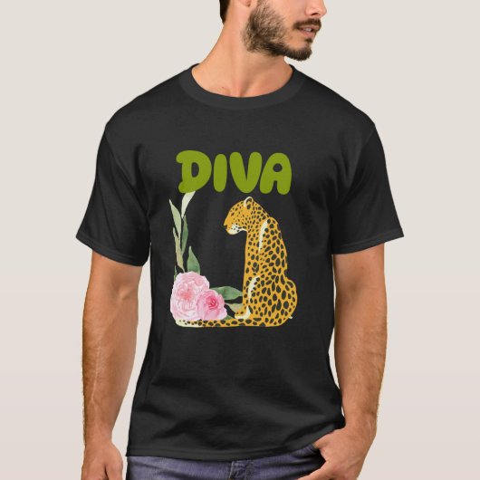 DIVA ヒョウ Panther ネコ 動物 ギフト,Diva Tシャツ など (正面)