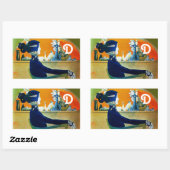 DIVA IN BLUE,美しいファッションモノグラム 長方形シール (シート)