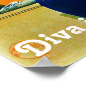 DIVA IN BLUE /美しい,ヘア,ファッションアールヌーボー ポスター (角)