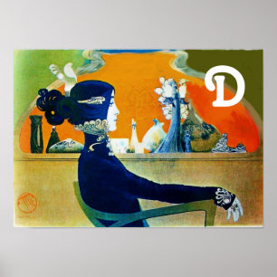 DIVA IN BLUE /美しい,ヘア,ファッションモノグラム ポスター