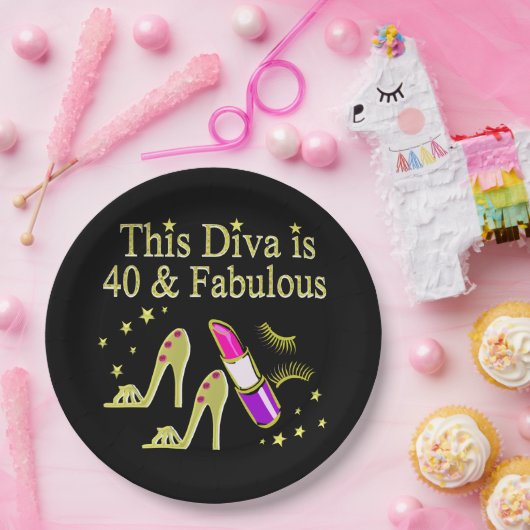 DIVA IS40及び素晴らしい金ゴールドハイヒールデザイン ペーパープレート (パーティー)