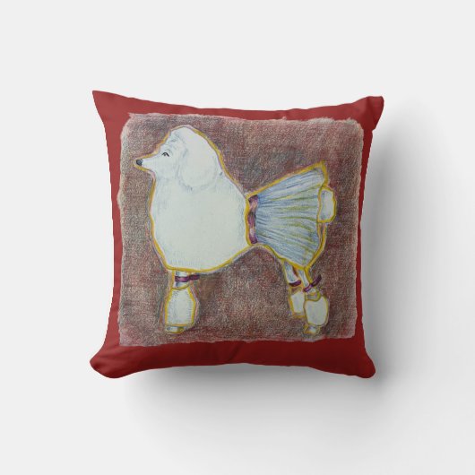 Diva Poodle Throw Pillow クッション (正面)