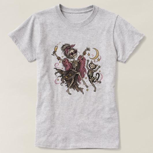 DIVA SKELETON DEAD FELINE PARTY Tシャツ (デザイン正面)