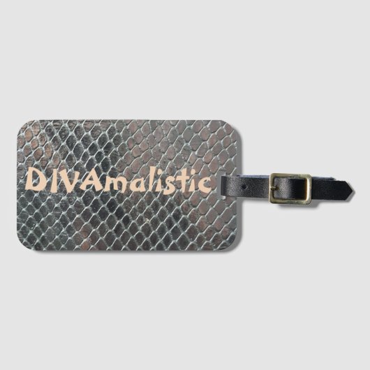 DIVAmalistic-数々のcolorスネークスキンプリントバッグラベル ラゲッジタグ (正面横)