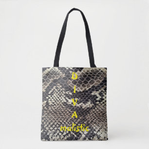 DIVAmalistic Brown Snakeskinプリントトートバッグ トートバッグ