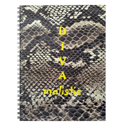 DIVAmalistic Brown Snakeskinプリント ノートブック (正面)