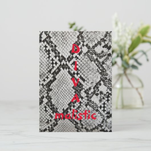 DIVAmalistic Snakeskinプリントフラットグリーティングカード (スタンド正面)