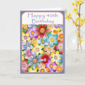 Diva's Flower Power 40th Birthday Card カード (黄色い花)