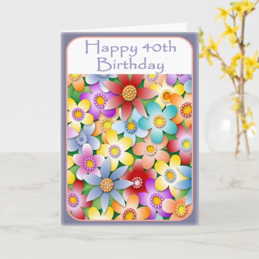Diva's Flower Power 40th Birthday Card カード (黄色い花)
