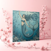 Dive Dream Rise Ocean Coral Reef Mermaid Inspiring タイル