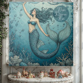Dive Dream Rise Ocean Coral Reef Mermaid Inspiring タイル