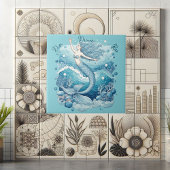 Dive Dream Rise Ocean Mermaid Aquablue Empowerment タイル