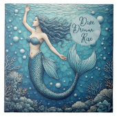 Dive Dream Rise Ocean Mermaid Swimmer Empowerment タイル (正面)