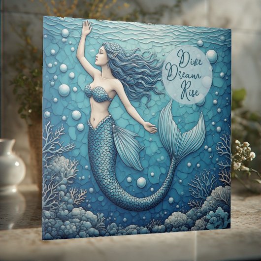 Dive Dream Rise Ocean Mermaid Swimmer Empowerment  タイル