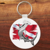 Dive flag with hammerhead shark-diver down キーホルダー (正面)