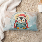 Dive Into A Good Story Cute Reading Penguin Pillow ランバークッション (ブランケット)