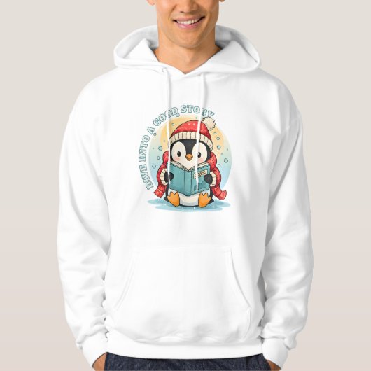 Dive Into A Good Story Penguin Sweatshirt Hoodie パーカ (正面)