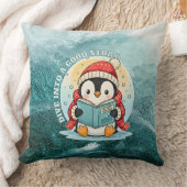 Dive Into A Good Story Reading Penguin Pillow クッション (ブランケット)