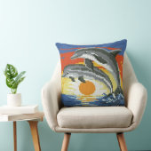 Dive into Delight: Dolphin よくはしゃぐ Cross Stitch T クッション (椅子)