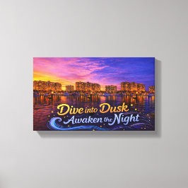 Dive Into Dusk Awaken the Night Sunset Waterfront  キャンバスプリント