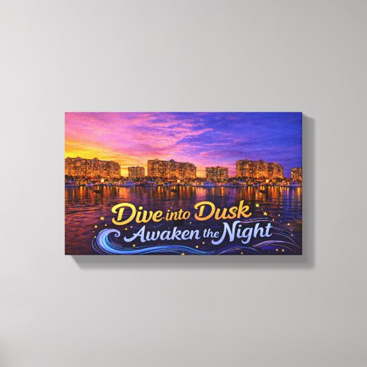 Dive Into Dusk Awaken the Night Sunset Waterfront  キャンバスプリント (正面)