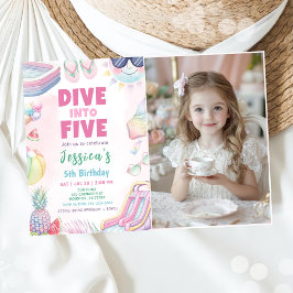 Dive Into Five - 夏の娘 5歳の誕生日写真 招待状