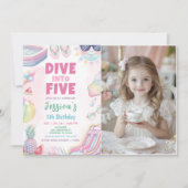 Dive Into Five - 夏の娘 5歳の誕生日写真 招待状 (正面)