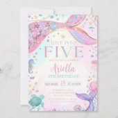 Dive into Five 5th Birthday Mermaid Invitation, Me 招待状 (正面)