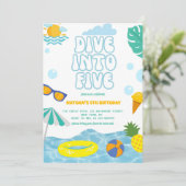 Dive Into Five Boy 5th Birthday Pool Summer Party 招待状 (スタンド正面)