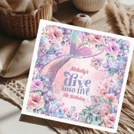 Dive into Five Flower Glitter Mermaid Tail  スタンダードカクテルナプキン