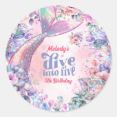 Dive into Five Flower Glitter Mermaid Tail  ラウンドシール (正面)