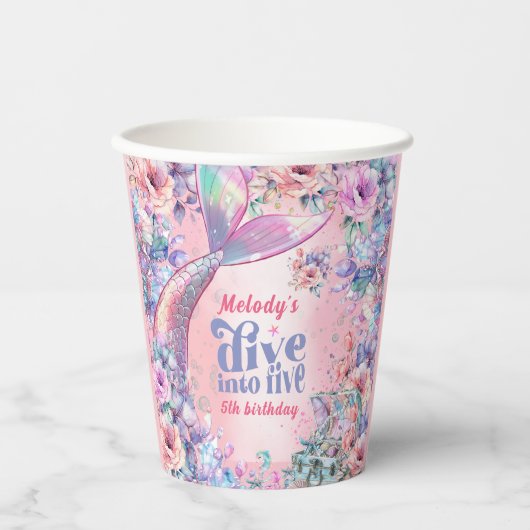 Dive into Five Flower Glitter Mermaid Tail 紙コップ (正面)