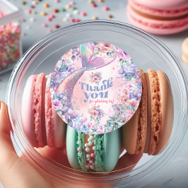 Dive into Five Flower Glitter Mermaid Thank you ラウンドシール