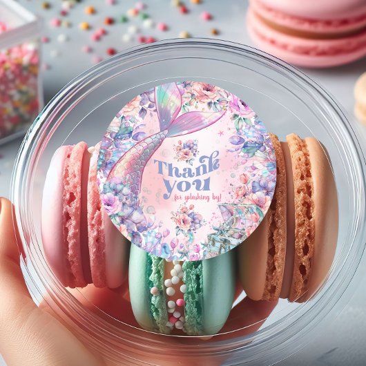 Dive into Five Flower Glitter Mermaid Thank you ラウンドシール