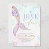 Dive into Five Mermaid Birthday Invitation Editabl 招待状 (正面)