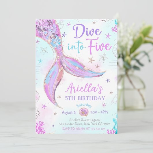 Dive into Five Mermaid Purple Teal 5th Mermaid Bir 招待状 (スタンド正面)