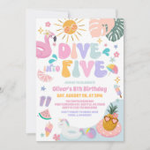 Dive Into Five Pool Party Summer 5th Birthday 招待状 (正面)