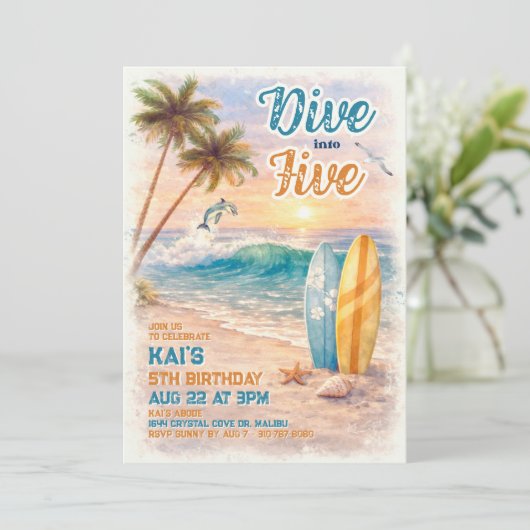 Dive into Five Retro Surf Beach 5th Birthday  招待状 (スタンド正面)