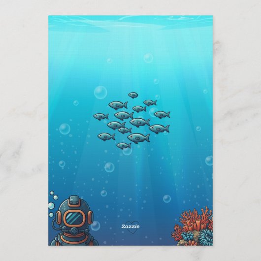 Dive Into Five, Under the Sea Blue birthday party 招待状 (裏面)