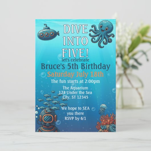 Dive Into Five, Under the Sea Blue birthday party 招待状 (スタンド正面)