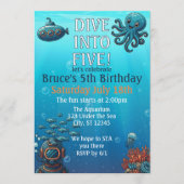 Dive Into Five, Under the Sea Blue birthday party 招待状 (正面)