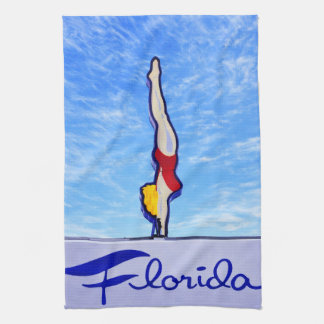 Dive Into Florida, Vintage Neon Sign, Swimsuit, キッチンタオル