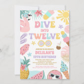 Dive Into Twelve Tropical Beach 12th Birthday  招待状 (正面)