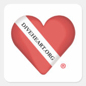 Diveheartハートスクエアステッカー スクエアシール (正面)
