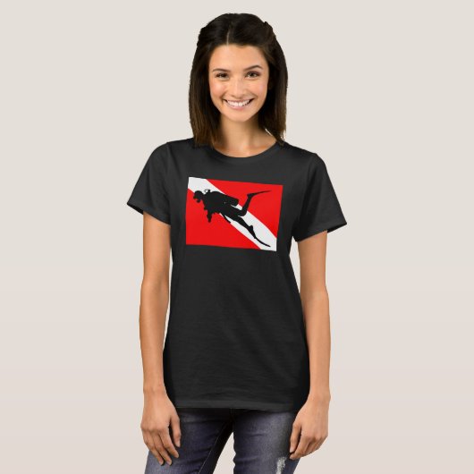 Diver Down Flag Scuba Diver Tシャツ (正面フル)