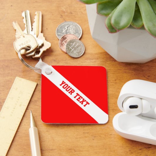 Diver Down Flag Your Text キーホルダー (デスク)