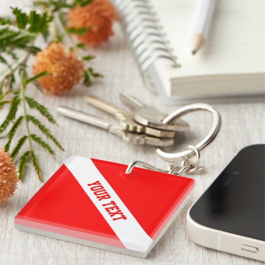 Diver Down Flag Your Text キーホルダー (正面右)