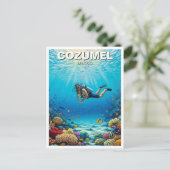 Diver in Cozumel Mexico Travel ポストカード (スタンド正面)