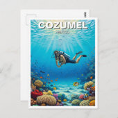 Diver in Cozumel Mexico Travel ポストカード (正面/裏面)